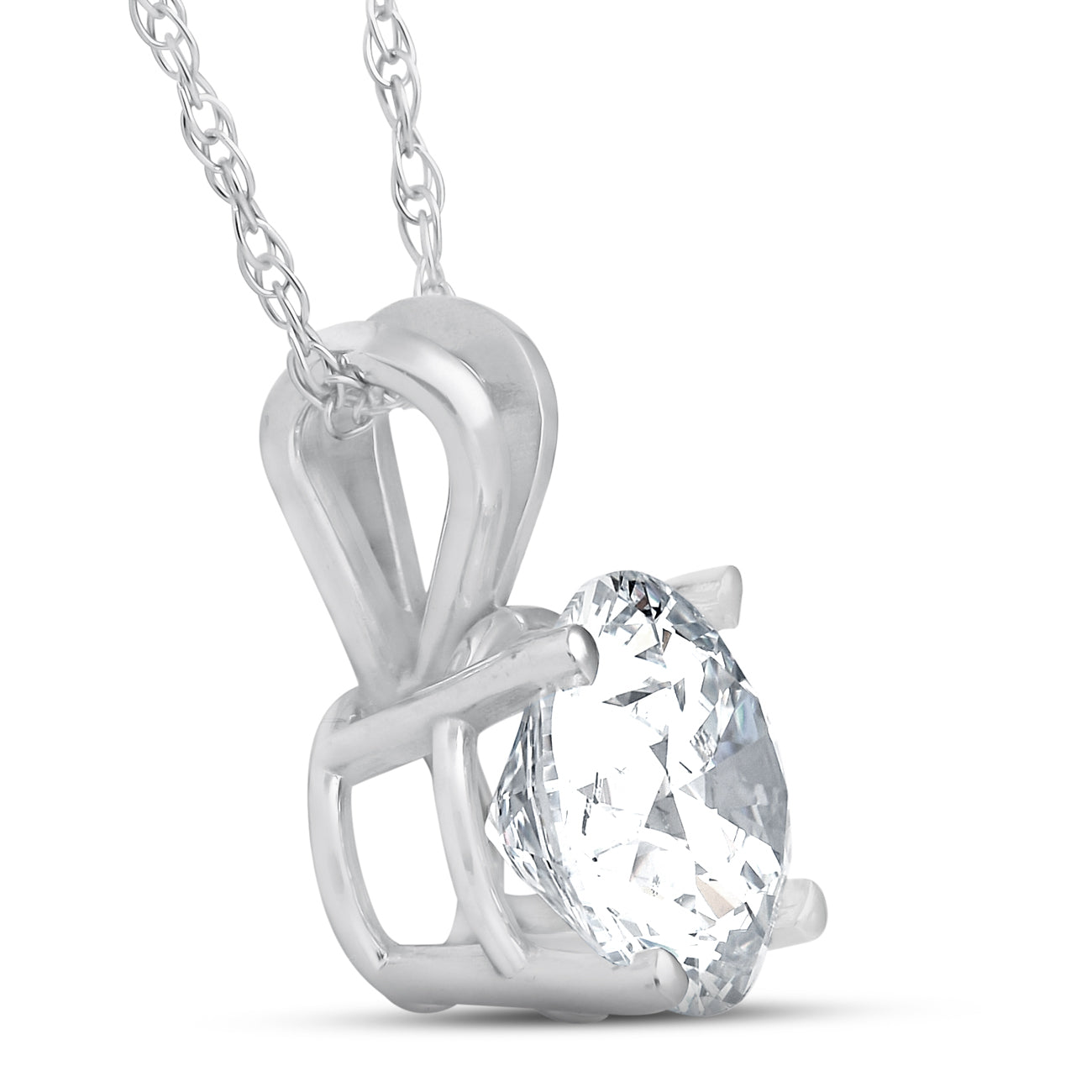 3Ct 9mm Moissanite Solitaire Pendant 14k White Gold Women's Necklace