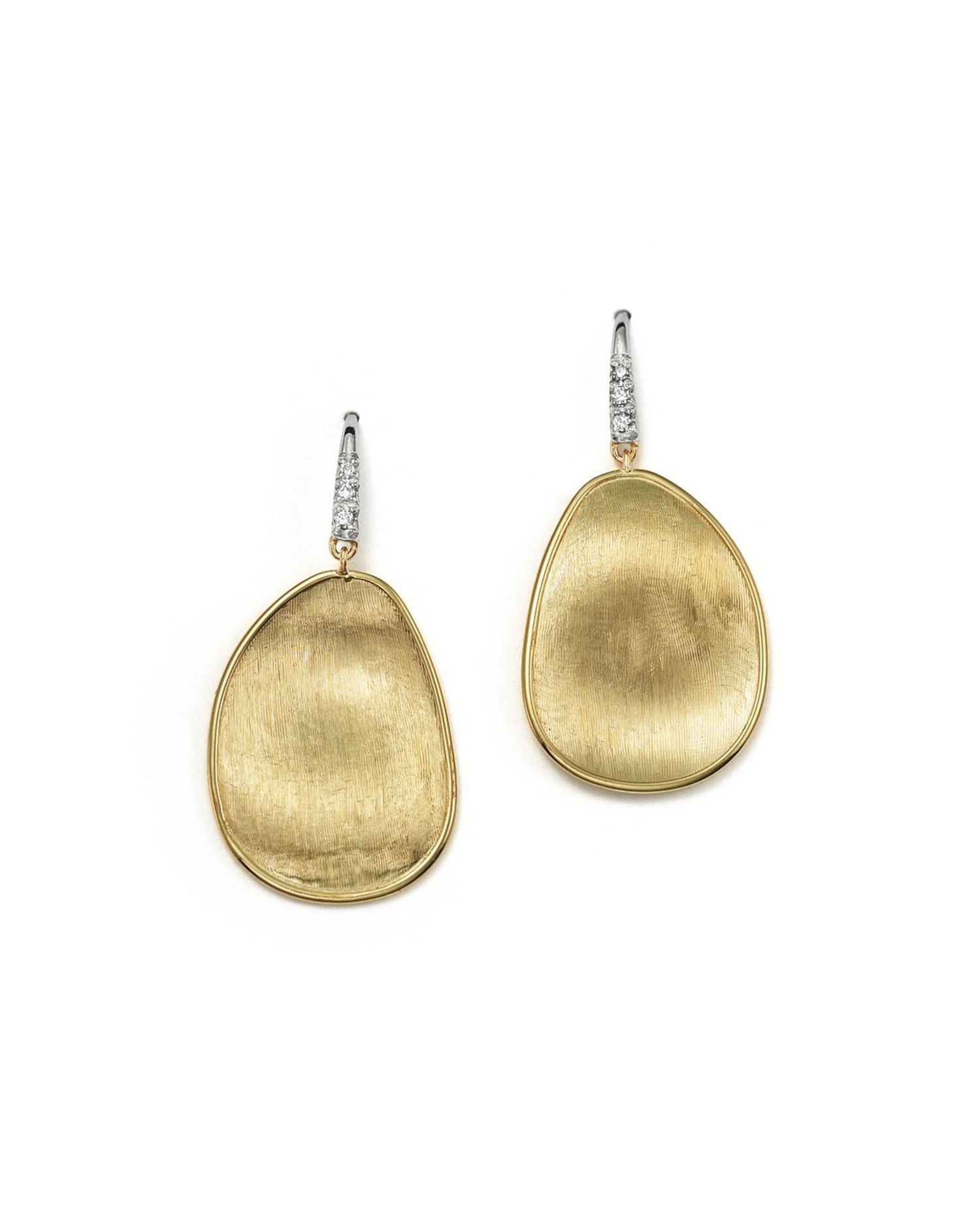 18K Yellow Gold and Diamond Lunaria Drop Earrings