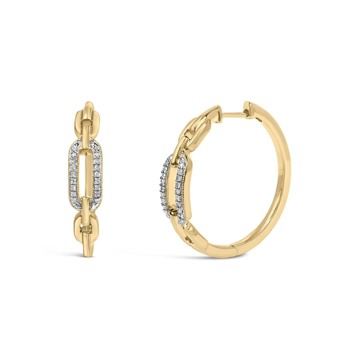 Gold Vermeil 1/10 Cttw Diamond Paperclip Hoop Earring