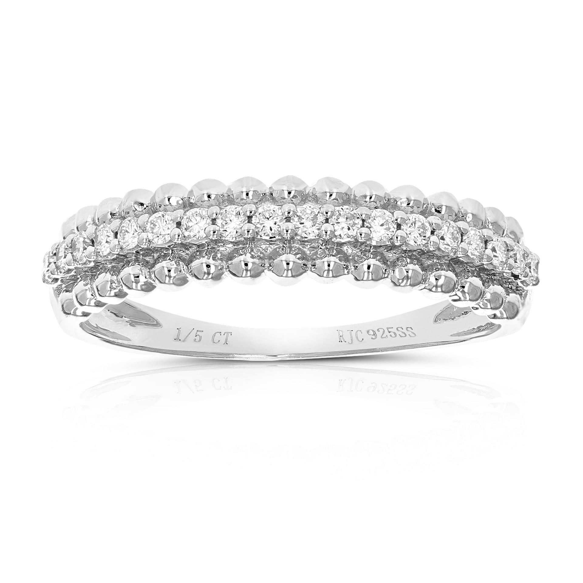 1/5 cttw 18 Stones Round Cut Lab Grown Diamond Wedding Band .925 Sterling Silver Prong