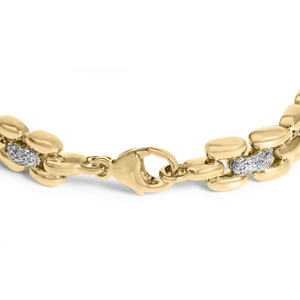 Gold Vermeil Plated Sterling Silver 1/7 Cttw Diamond Panther Link Bracelet