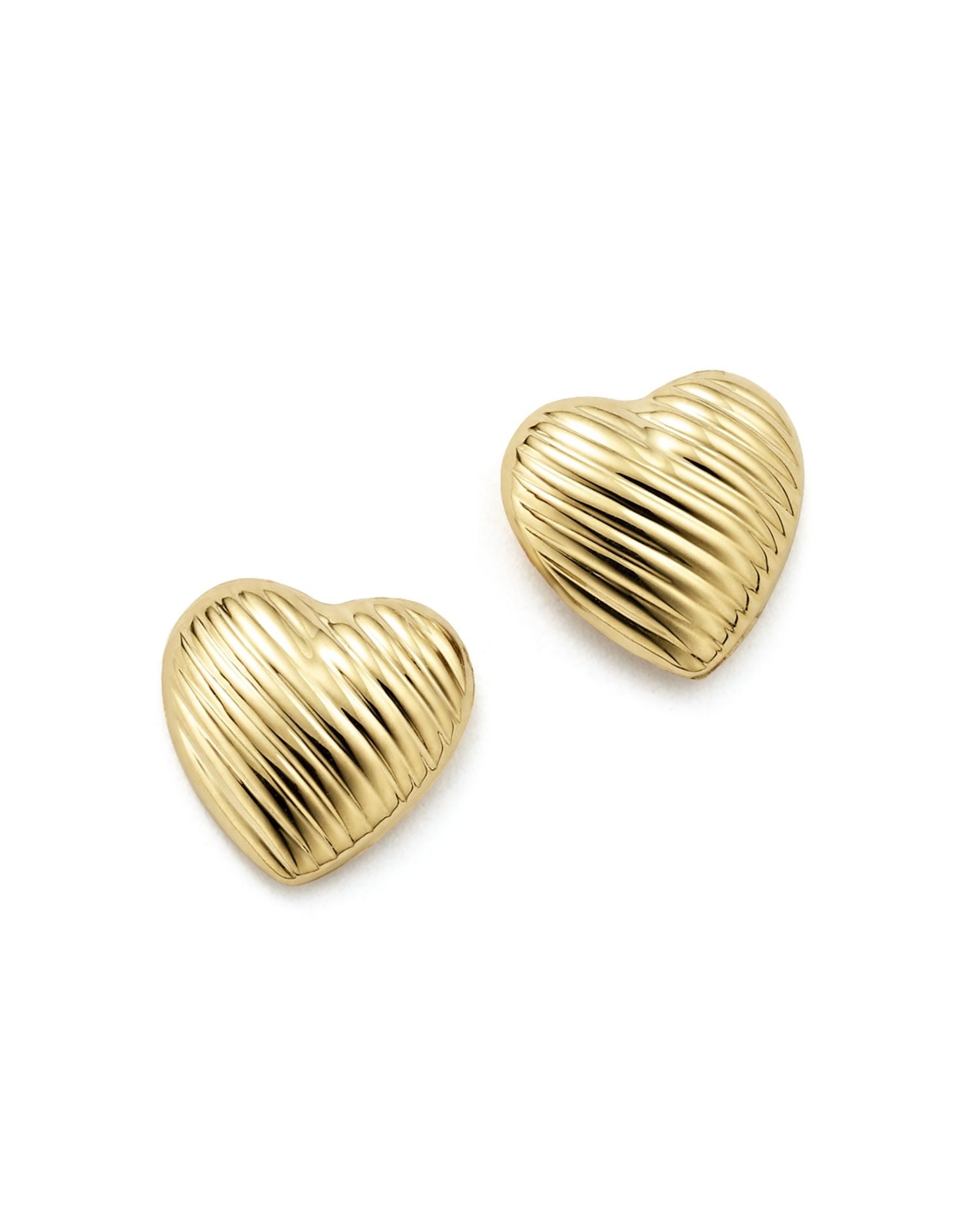 14K Yellow Gold Medium Heart Stud Earrings - Exclusive