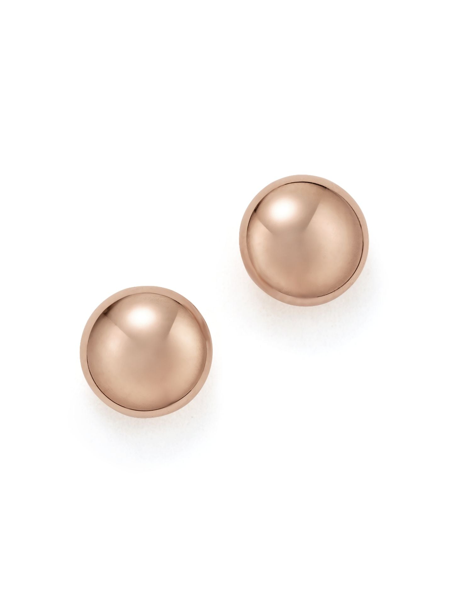 14K Rose Gold Flat Ball Stud Earrings - Exclusive