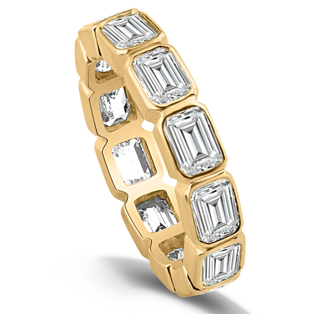 4 ct Emerald Cut Diamond Eternity Ring Horizontal Bezel Lab Grown 14k Gold