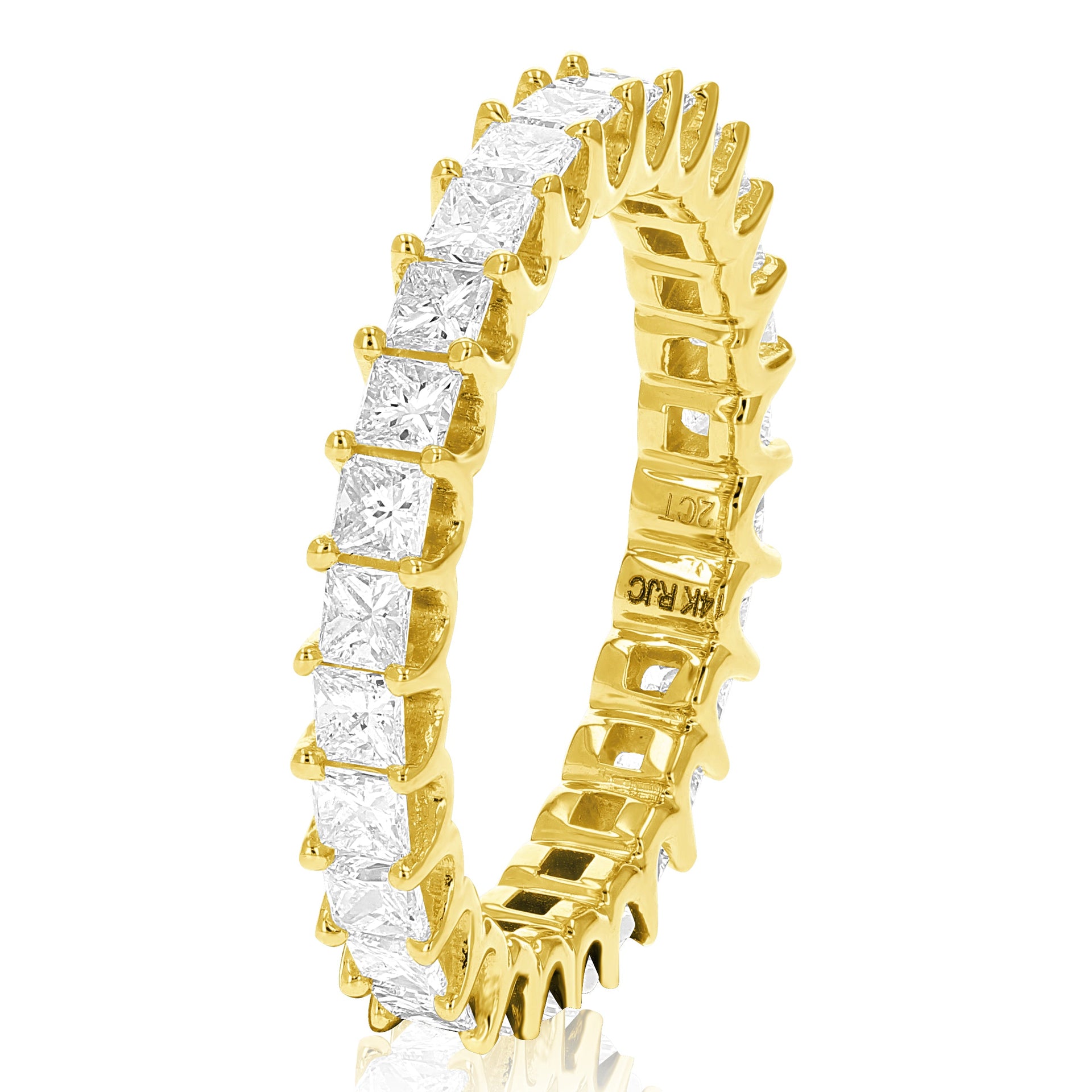2 Cttw Diamond Eternity Ring For Women Princess Cut Diamond Wedding Band In 14K Gold Prong Set