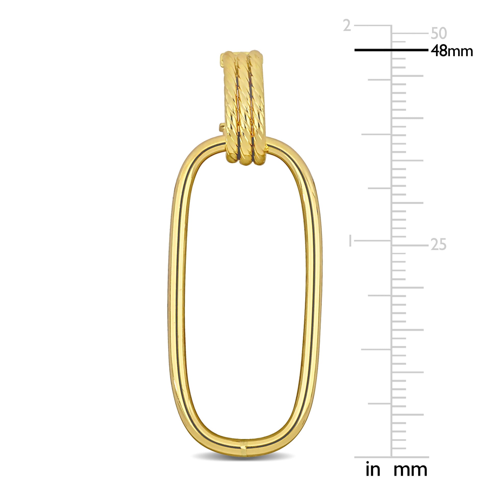 Open Huggie Hoop with Open Rectangular Drop Earrings in 10K Yellow Gold