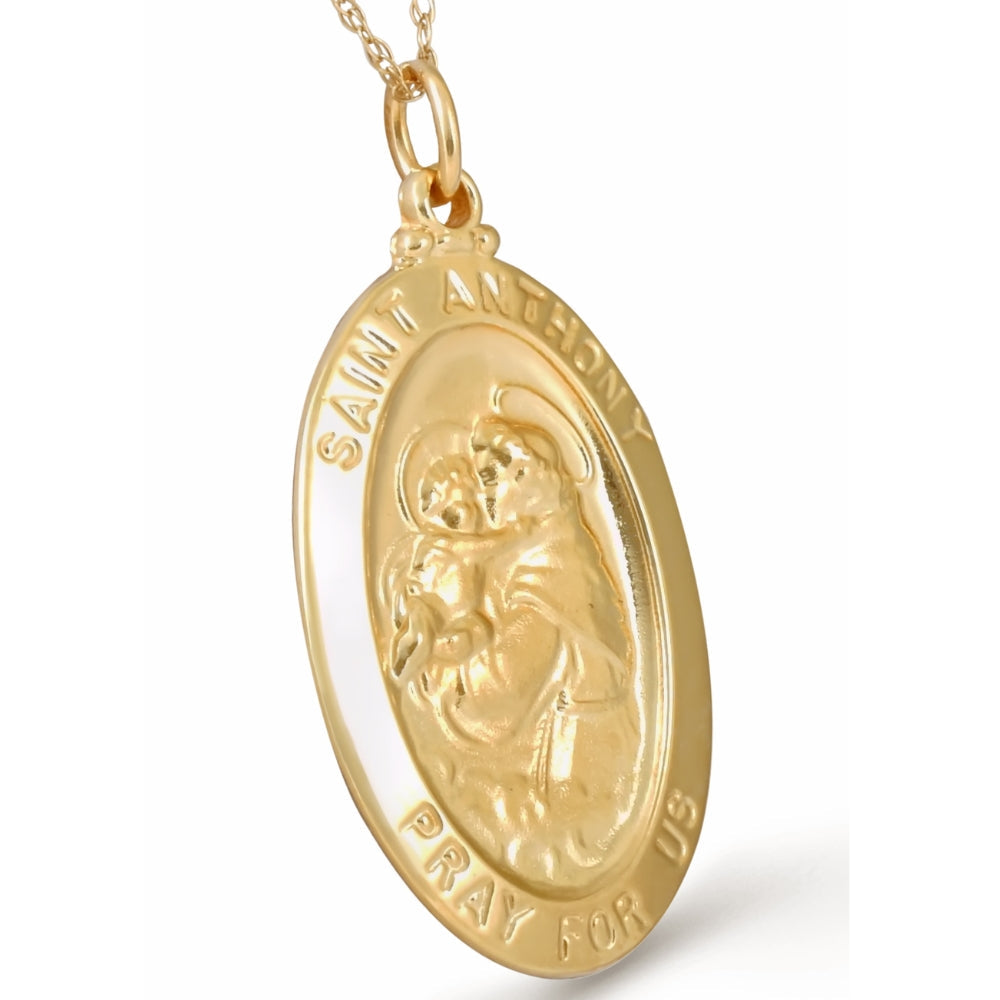 14k Yellow Gold St. Anthony Medal Pendant 1' Tall 2.5 Grams