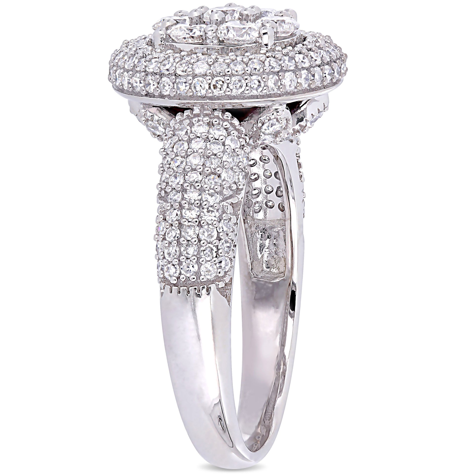 Mimi & Max 2ct TW Diamond Cluster Double Halo Engagement Ring 10k White Gold