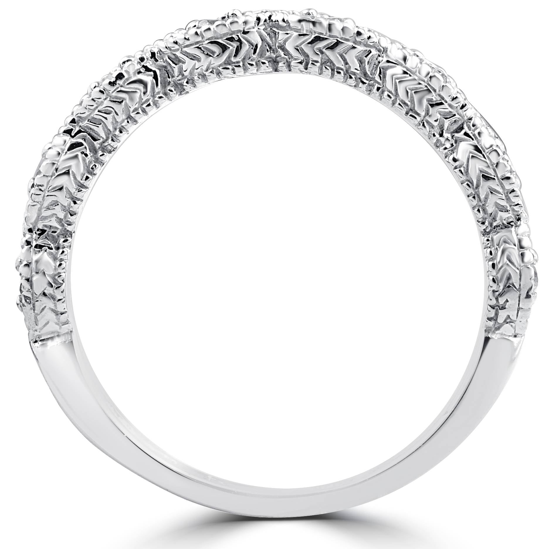 1/10 cttw Vintage Blue Diamond Wedding Ring 14K White Gold