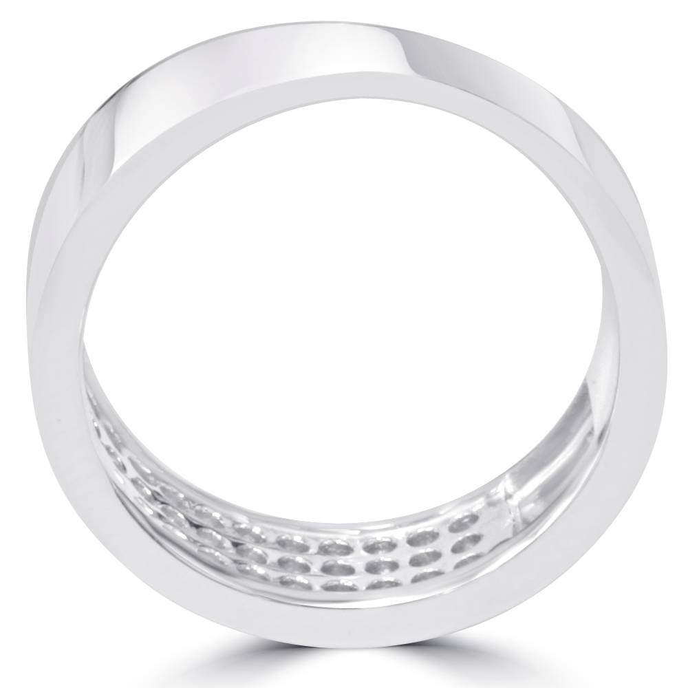 1/2 CT Round Diamond Pave Wedding Anniversary Ring 10K White Gold Lab Grown