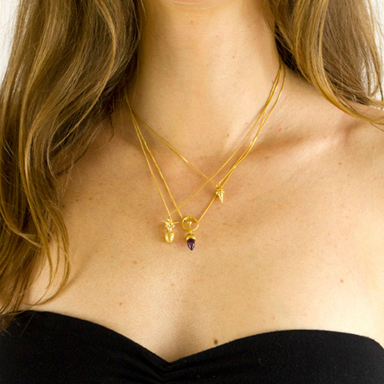 Amethyst Bullet & Halo Necklace