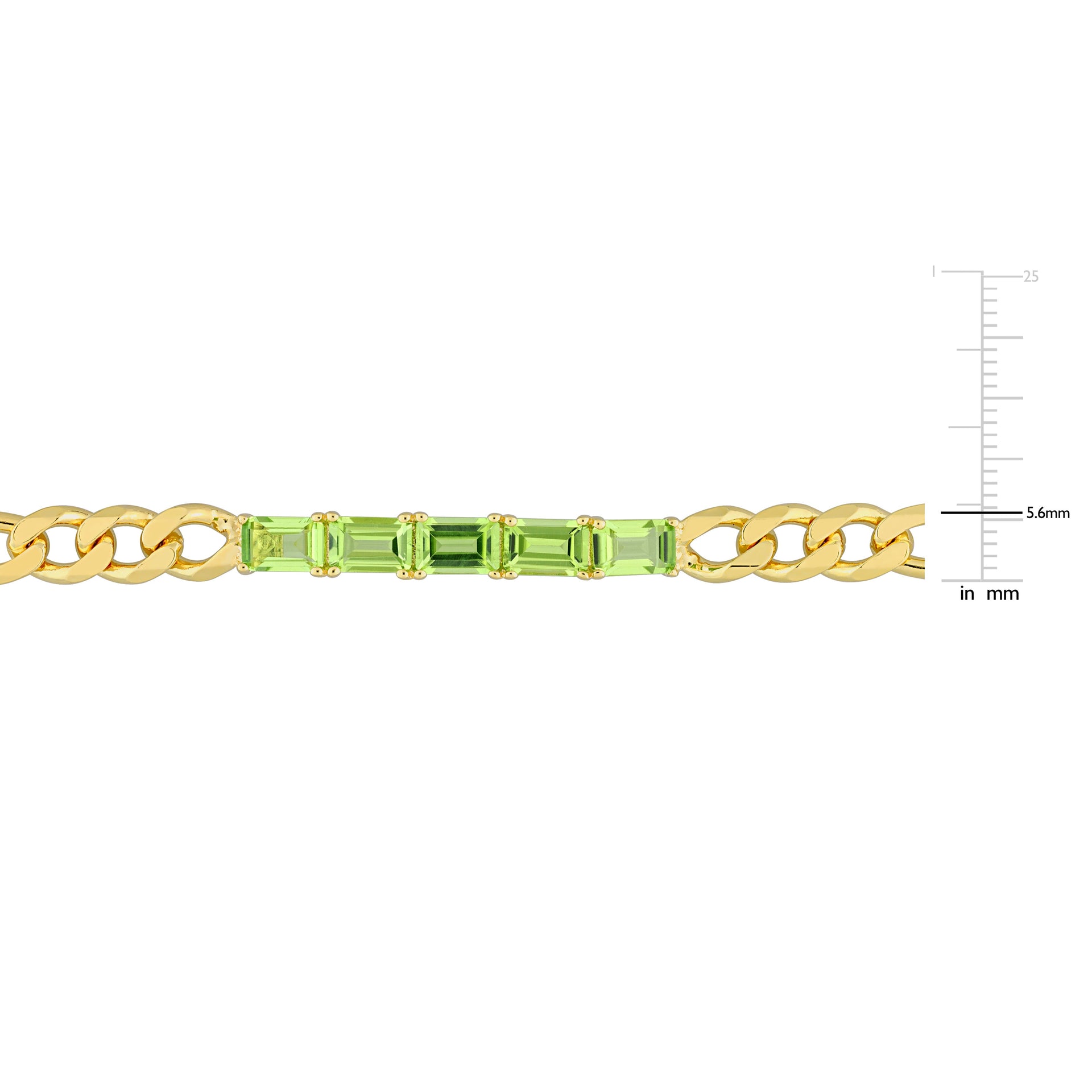 2 4/5 CT TGW Peridot Birthstone Link Bracelet in Yellow Plated Sterling Silver