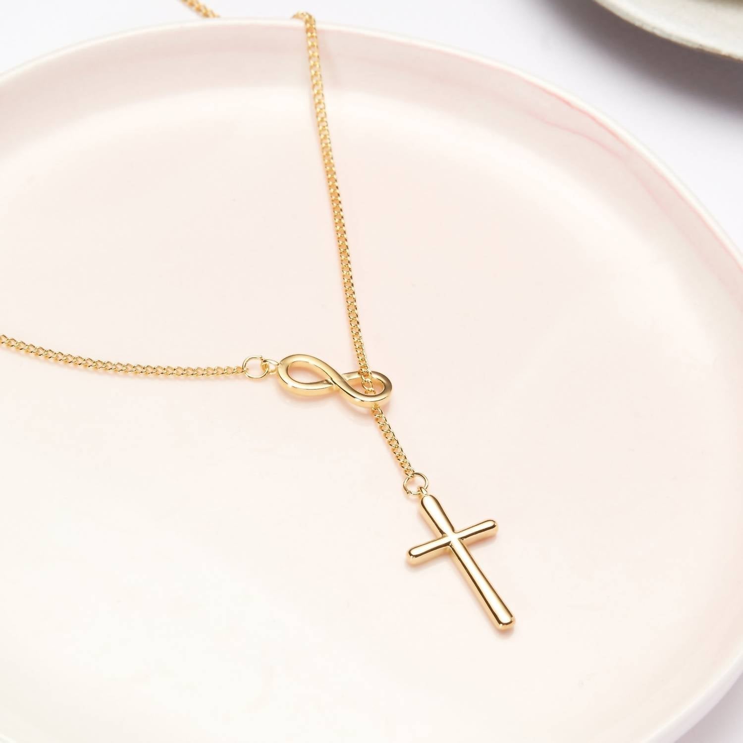 Women's First Communion Cross Necklace In Gold