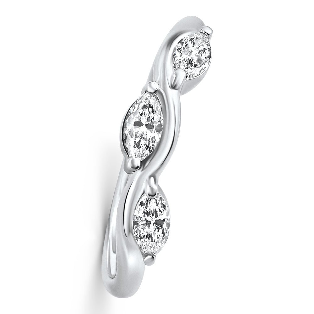 1/2 CT Marquise Diamond Contour Wedding Guard Ring Women's Band 14k Gold Lab Grown