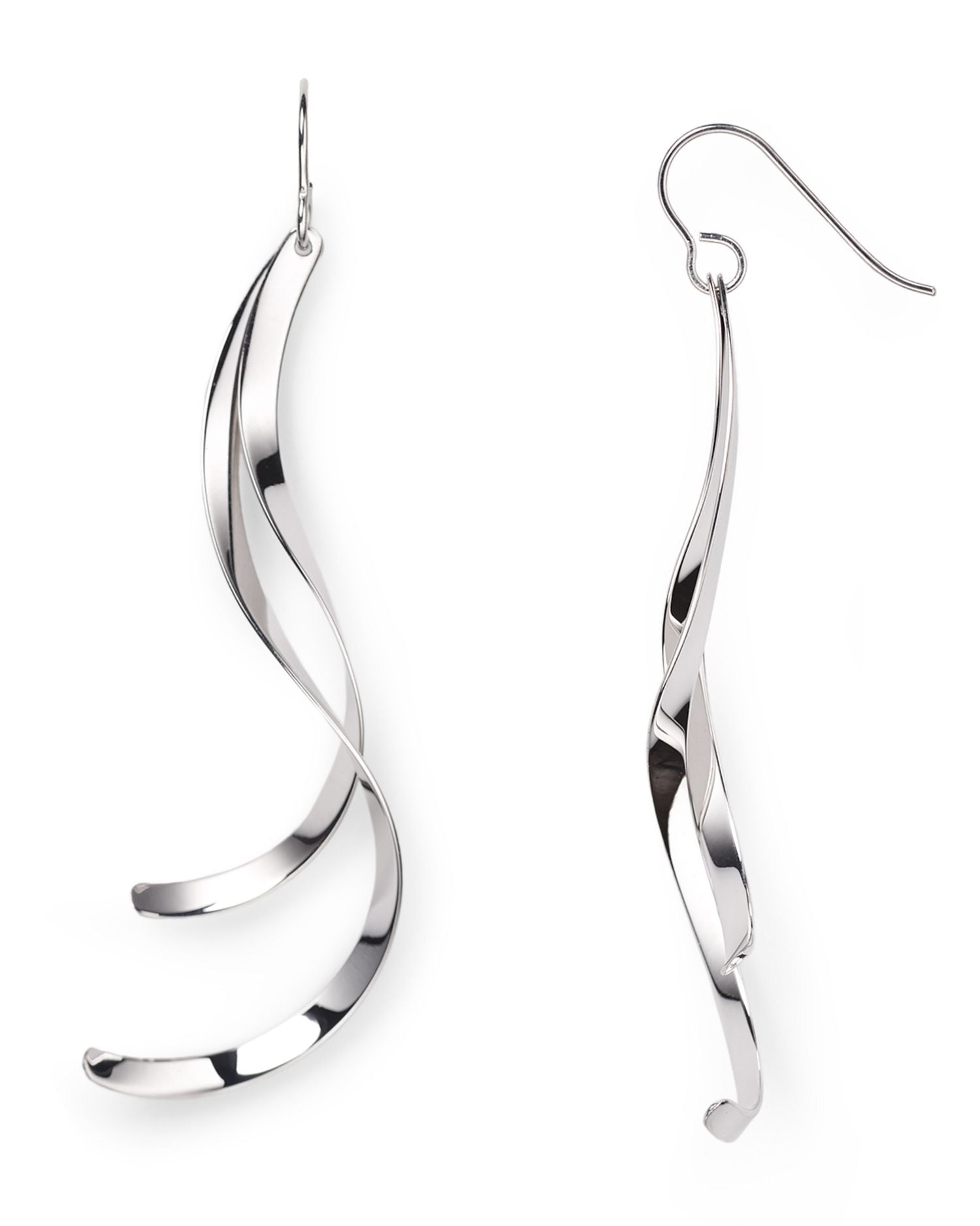 Sterling Silver Twist Flat Drop Earrings - Exclusive