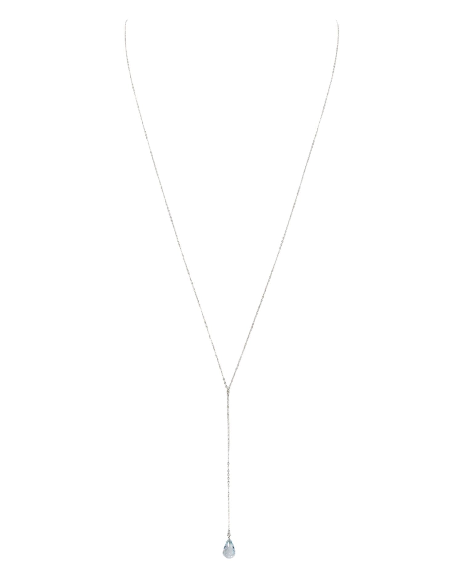 Sterling Silver and Blue Topaz Y Necklace, 26" - Exclusive