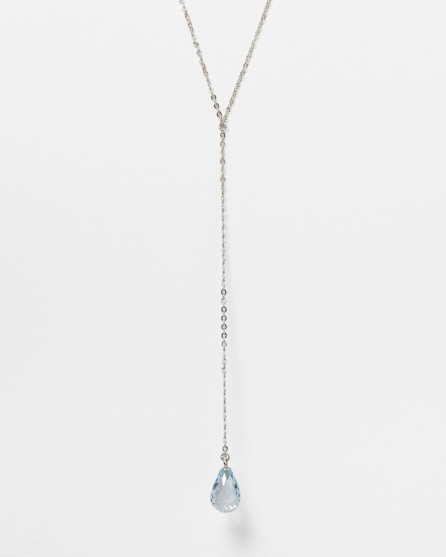 Sterling Silver and Blue Topaz Y Necklace, 26" - Exclusive