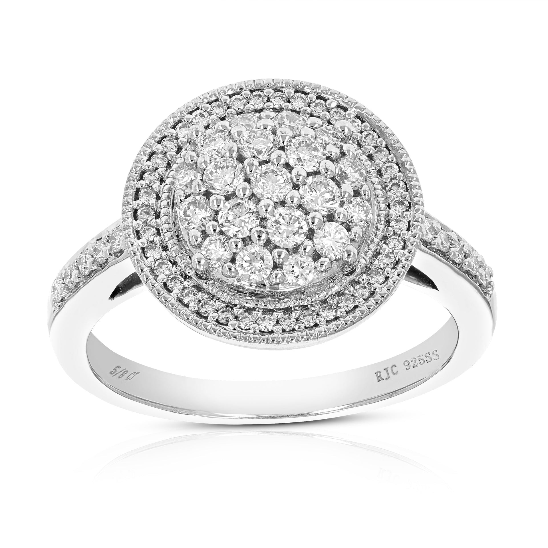 5/8 cttw Round Cut Lab Grown Diamond Engagement Ring .925 Sterling Silver Prong Set