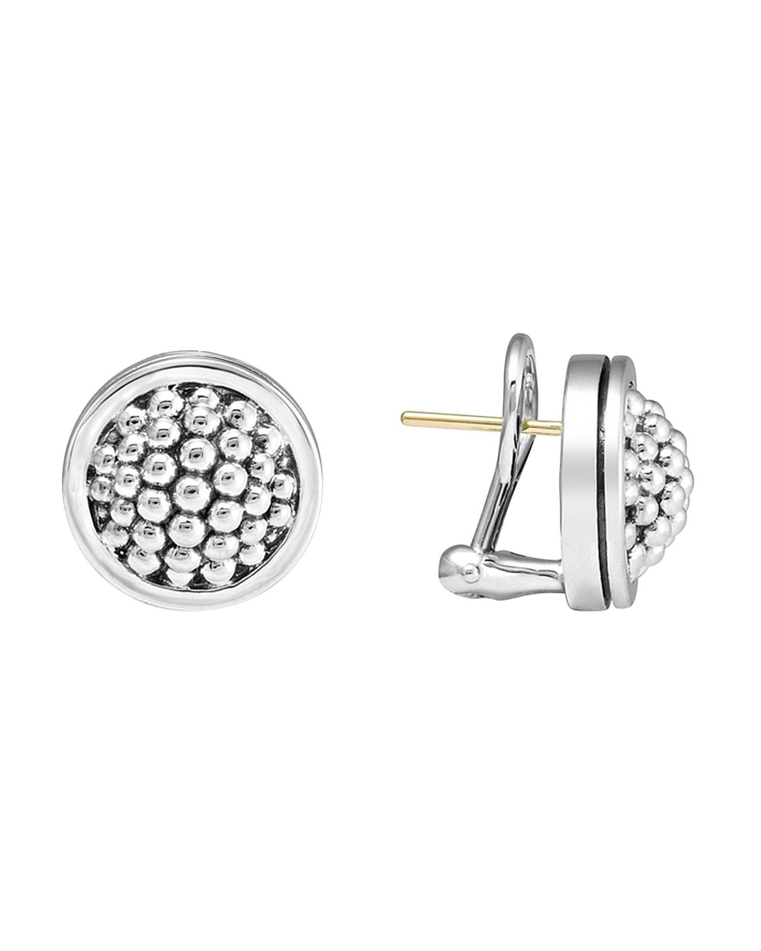 Sterling Silver 15MM Caviar Button Earrings