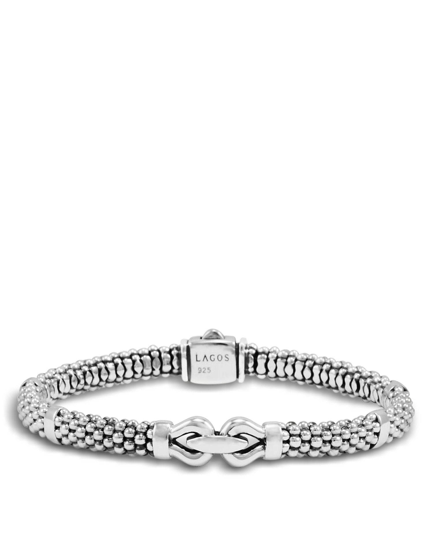 Derby Small Buckle Sterling Silver Caviar Bracelet