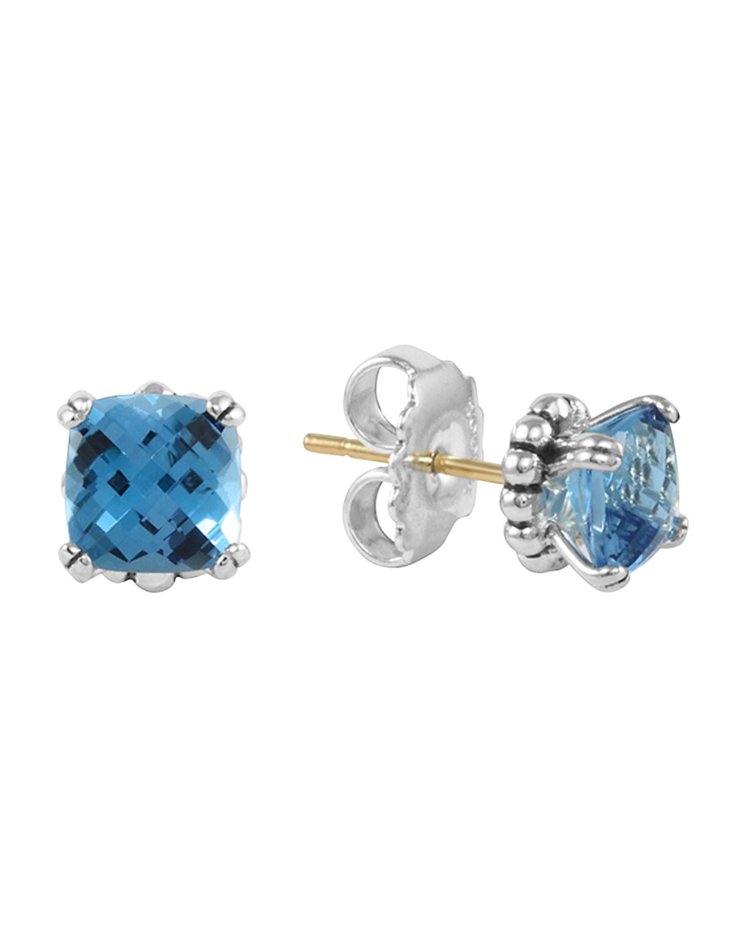 Sterling Silver Caviar Color Prism Gemstone Stud Earrings