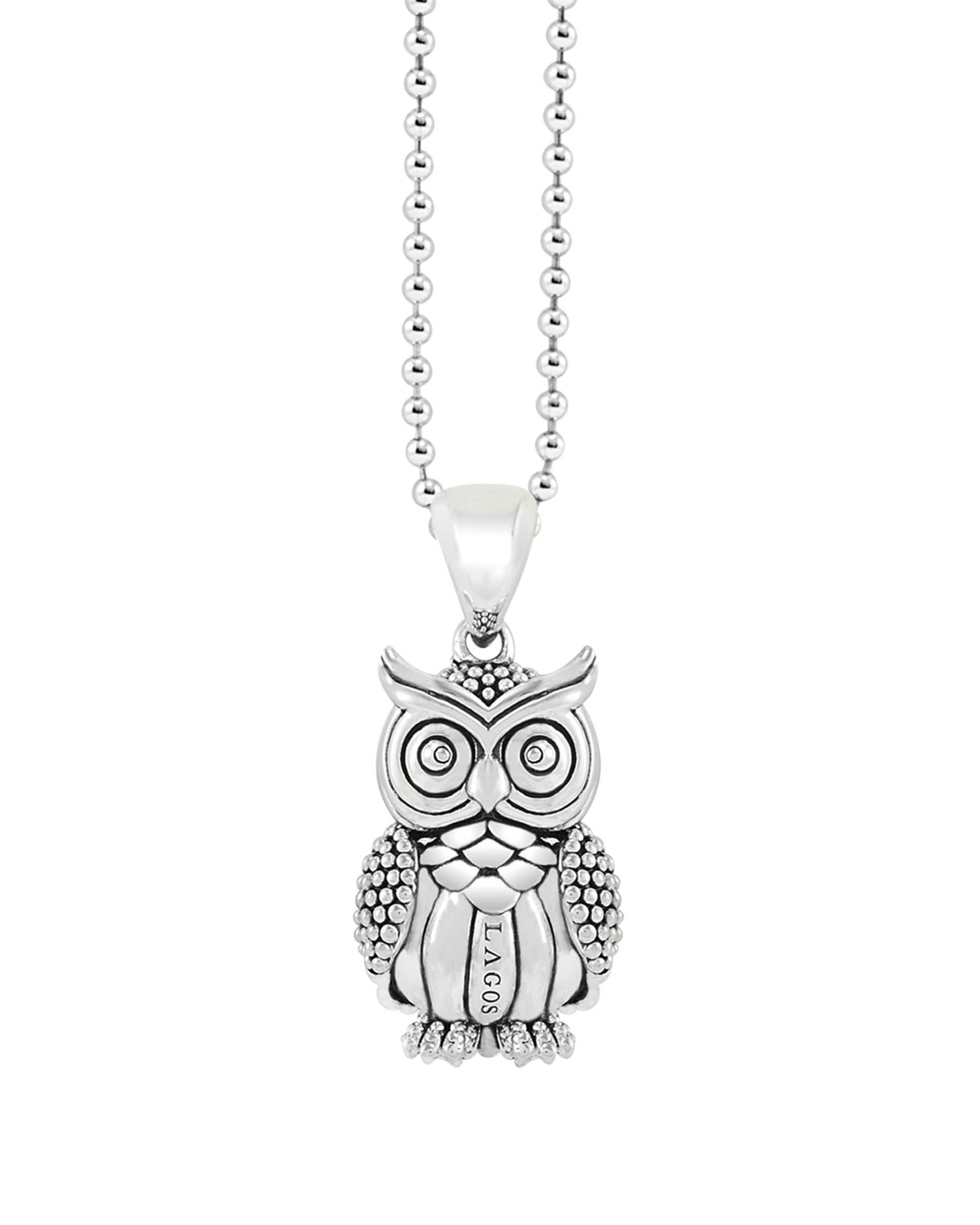 LAGOS Sterling Silver Rare Wonders Owl Pendant Necklace, 34'