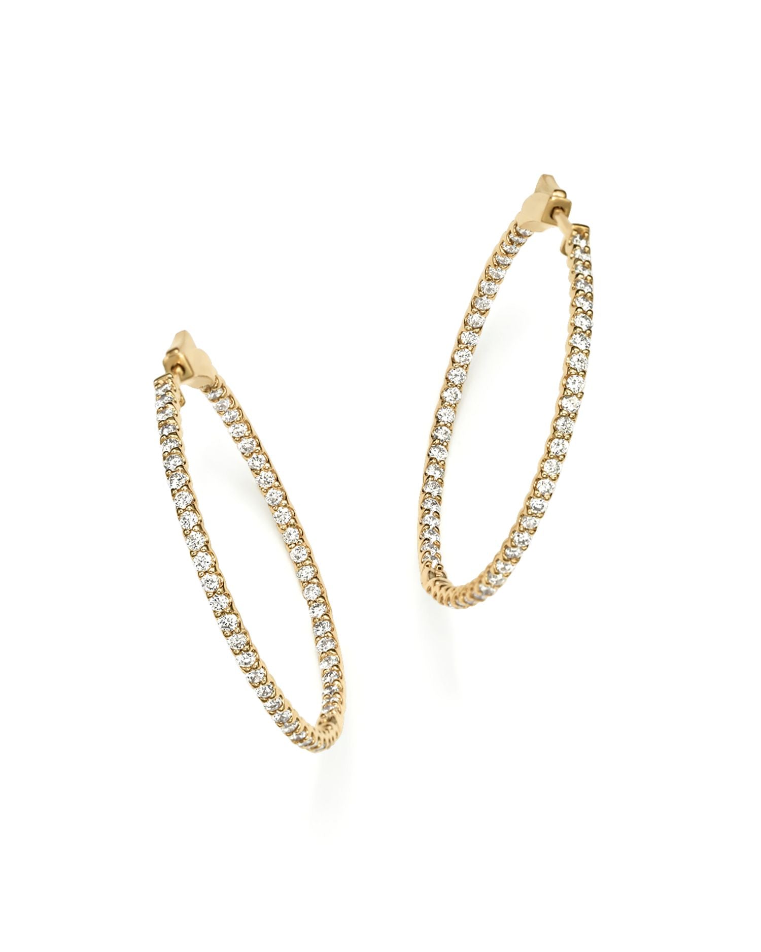 Diamond Inside Out Hoop Earrings in 14K Yellow Gold, 2.0 ct. t.w. - Exclusive