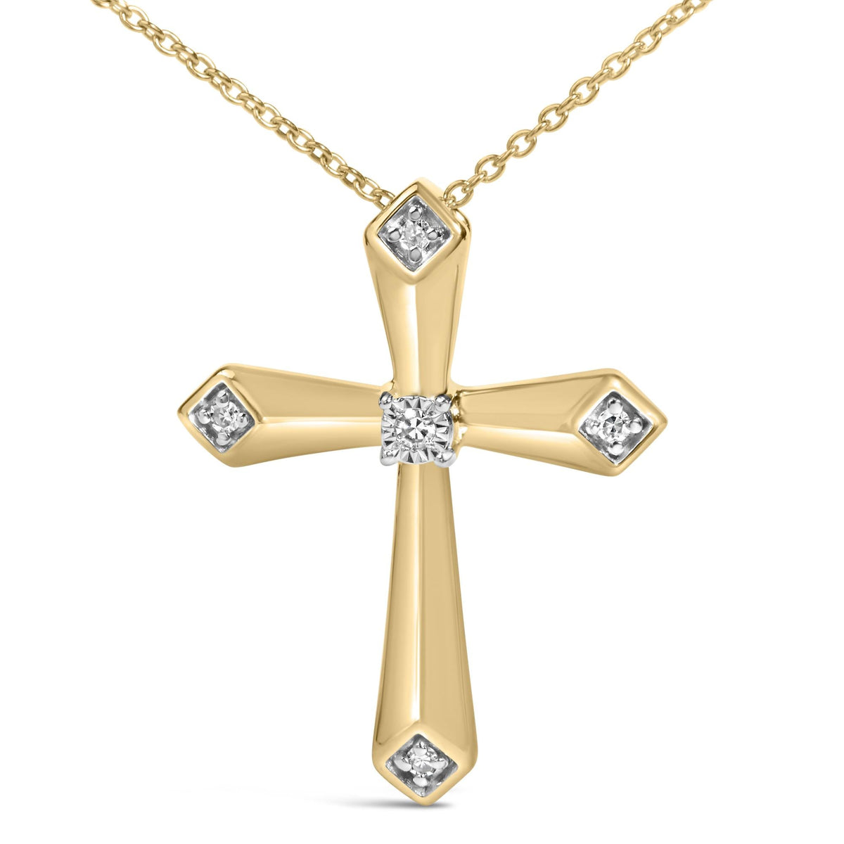 Gold Vermeil Diamond Accent Cross Pendant Necklace
