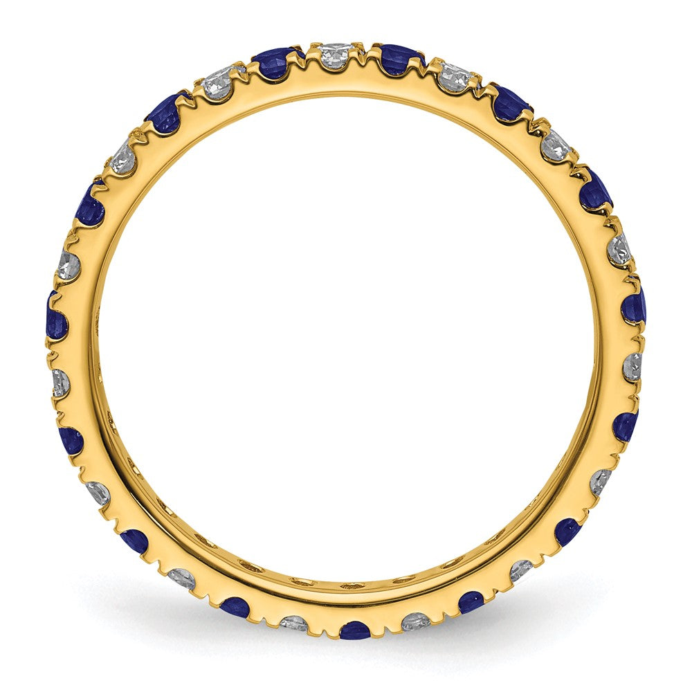 14k Yellow Gold Lab Grown Diamond & Sapphire Eternity Wedding Band Ring 1/2ct Clarity- VS Color- G-H