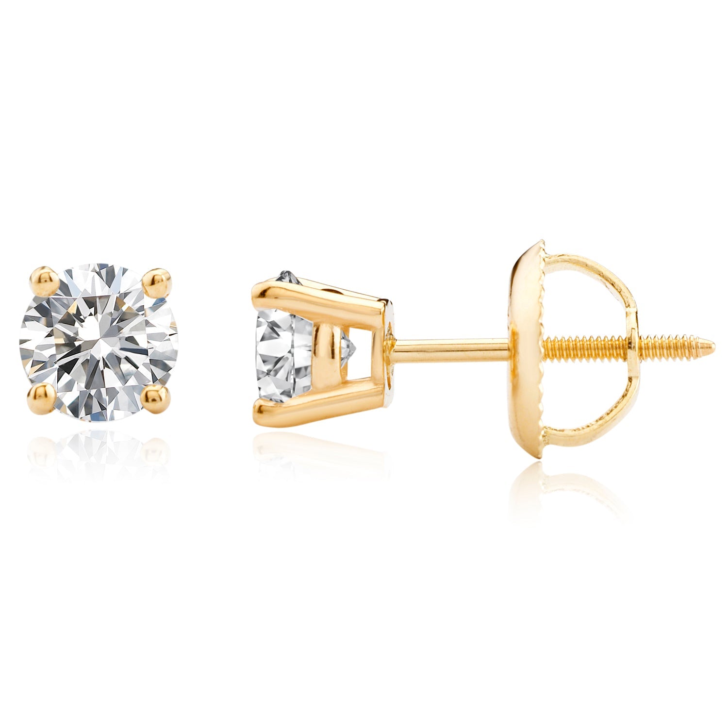 Certified 14k Yellow Gold Lab Grown Diamond Solitaire Stud Earrings (3/4 ct.tw)