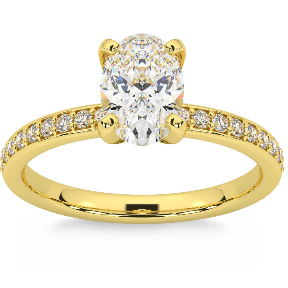 2 1/4 ct Oval Moissanite & Lab Grown Diamond Engagement Ring White or Yellow Gold