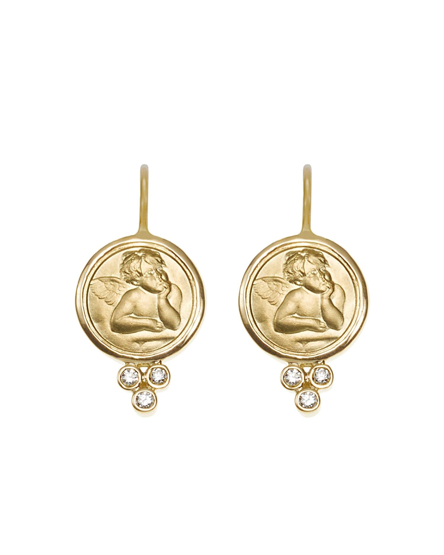 Temple St. Clair 18K Yellow Gold Angel Earrings with Diamonds