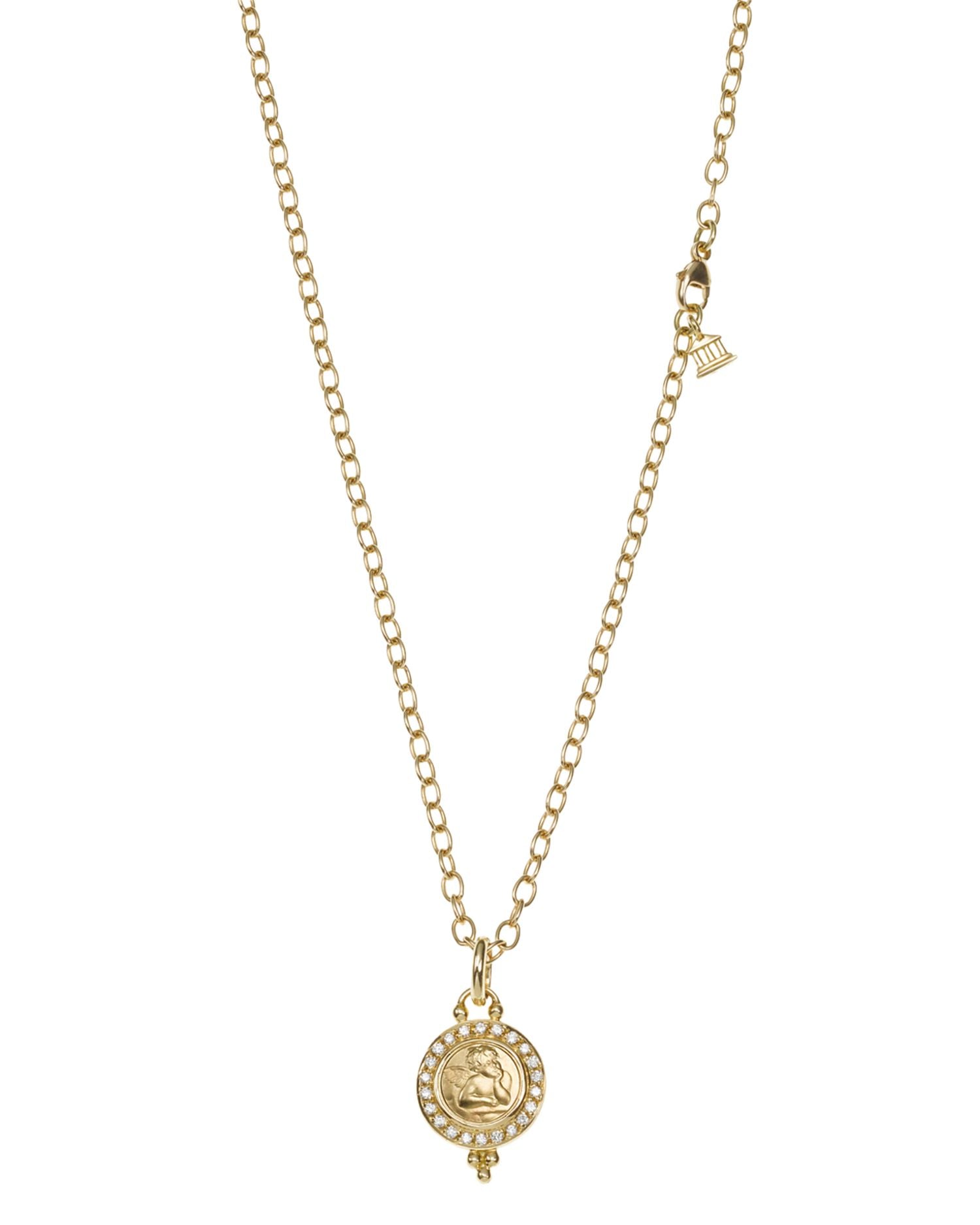 18K Gold 10mm Angel Pendant with Diamond Pavé