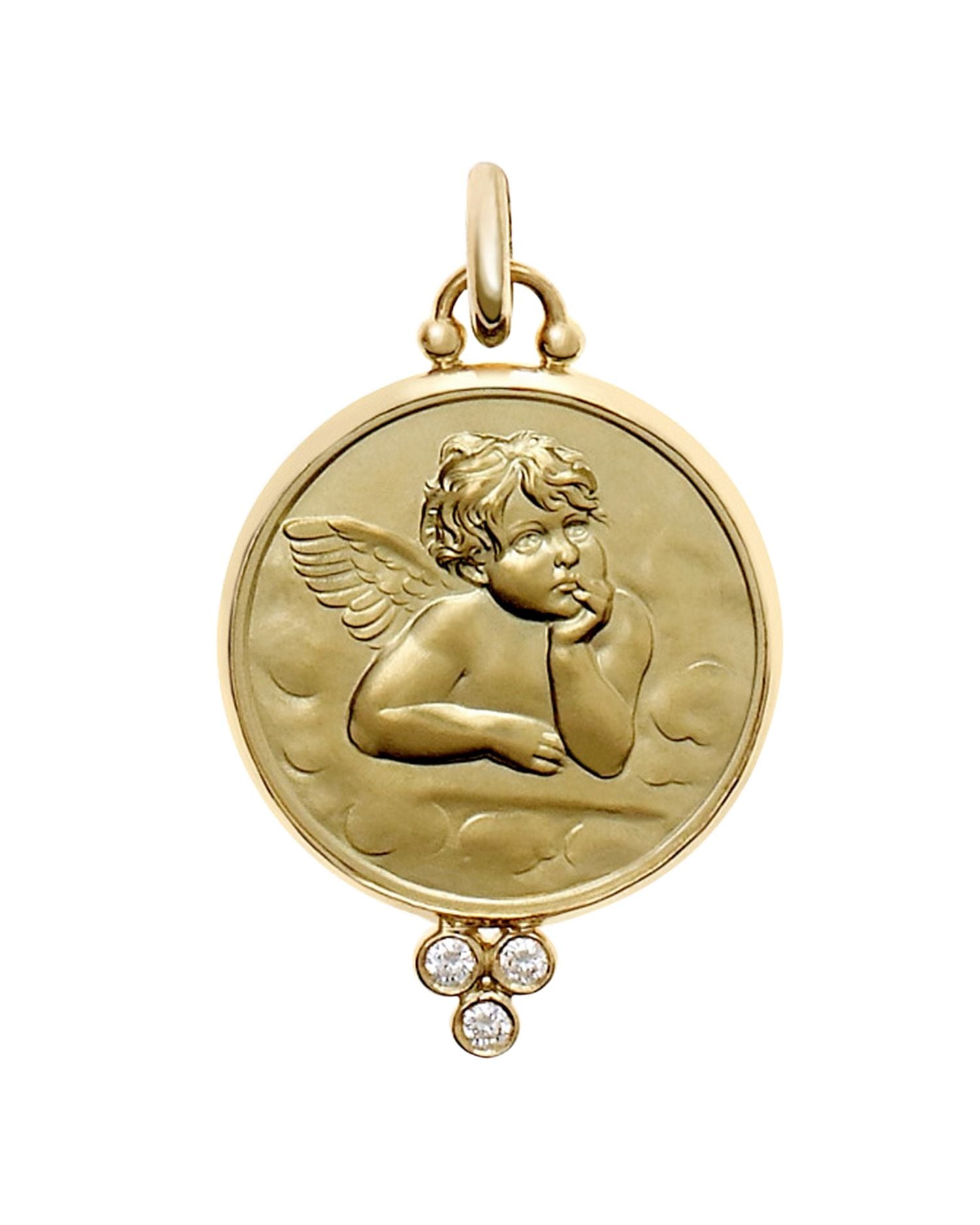 18K Gold 16mm Angel Pendant with Diamonds