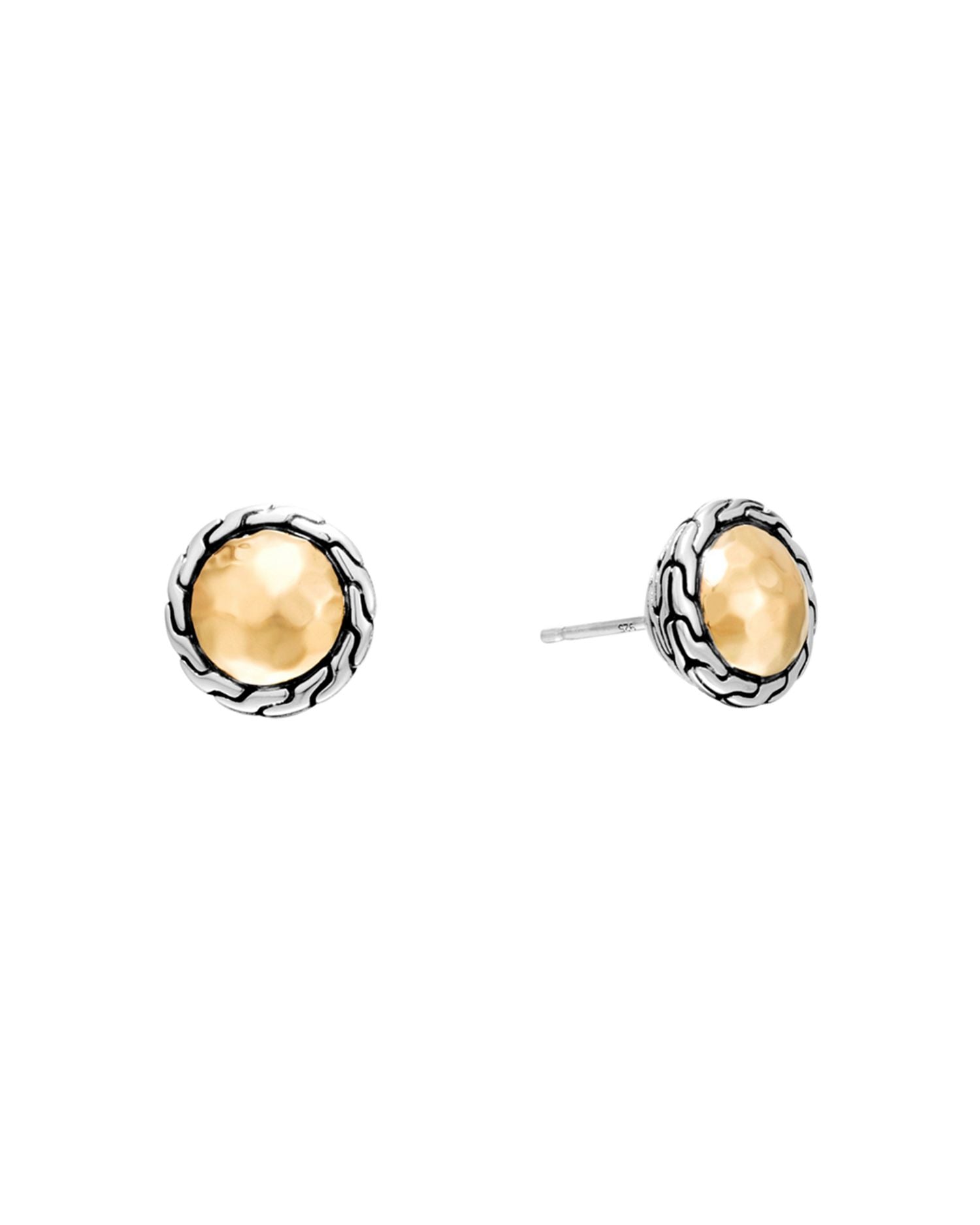 Classic Chain Gold & Silver Round Stud Earrings