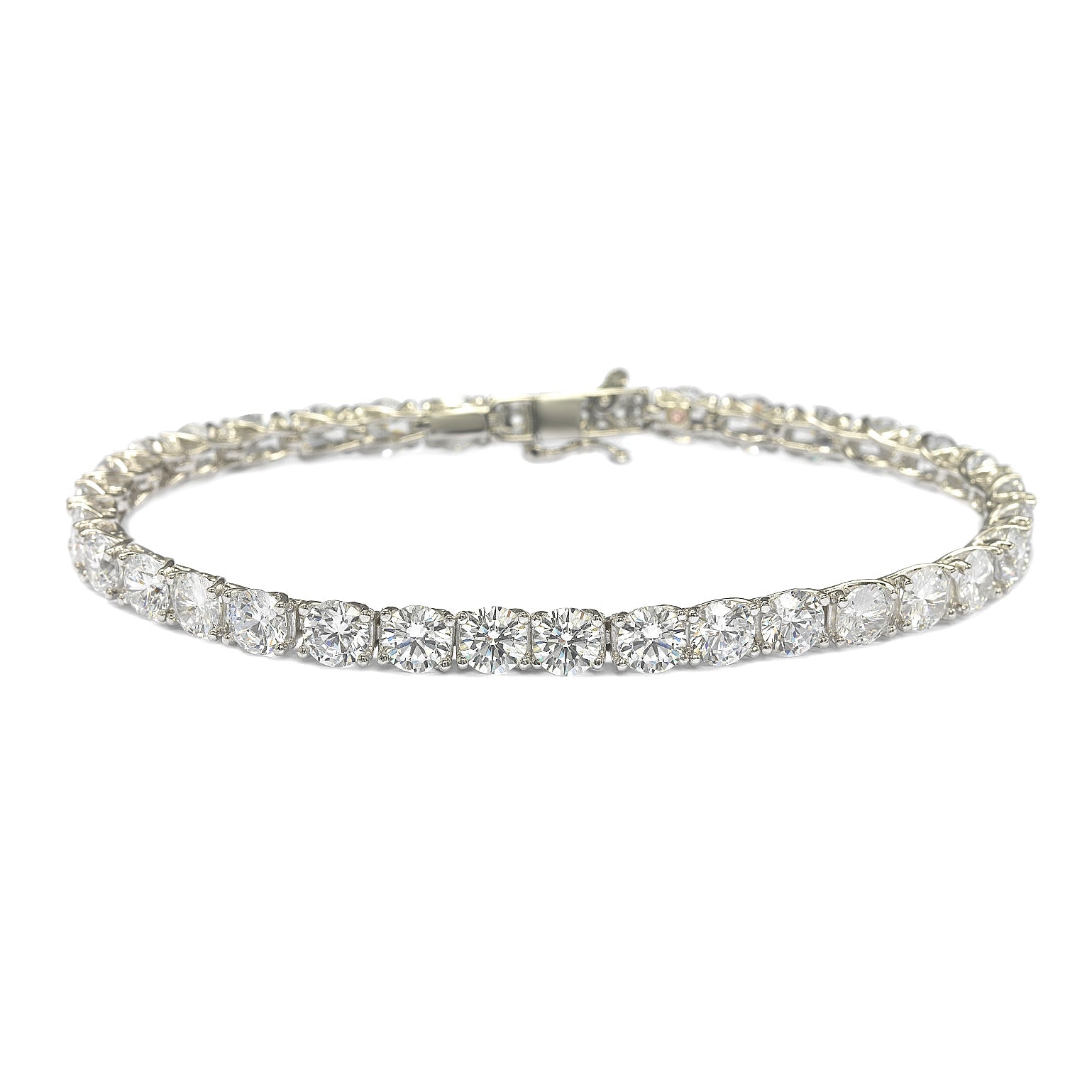 Suzy Levian 15cttw Cubic Zirconia Sterling Silver 7 inch Crossing Tennis Bracelet