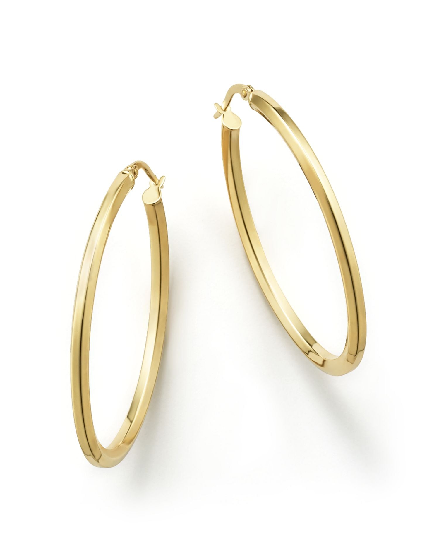 14K Yellow Gold Oval Hoop Earrings - Exclusive