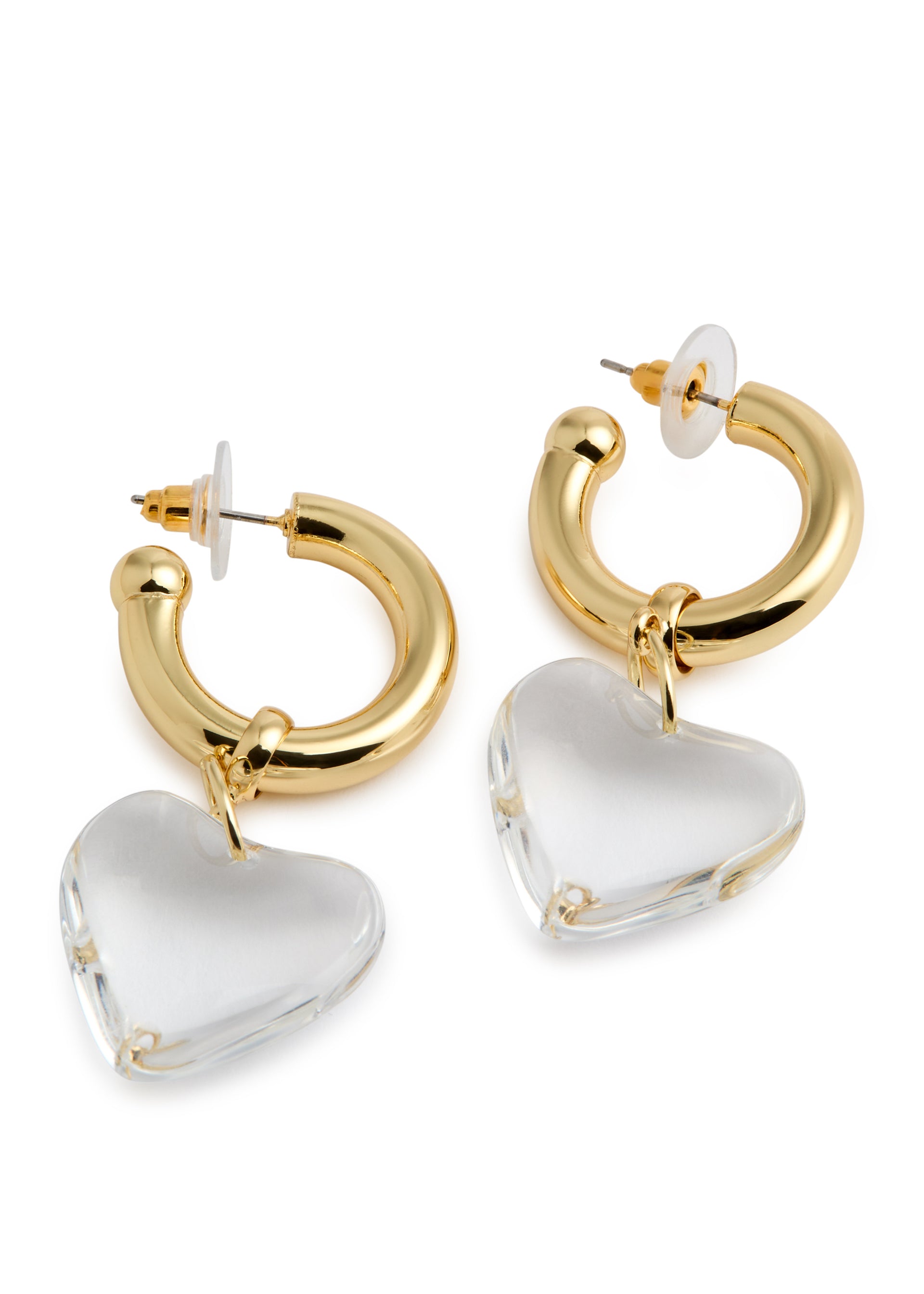 Heart-embellished hoop earrings