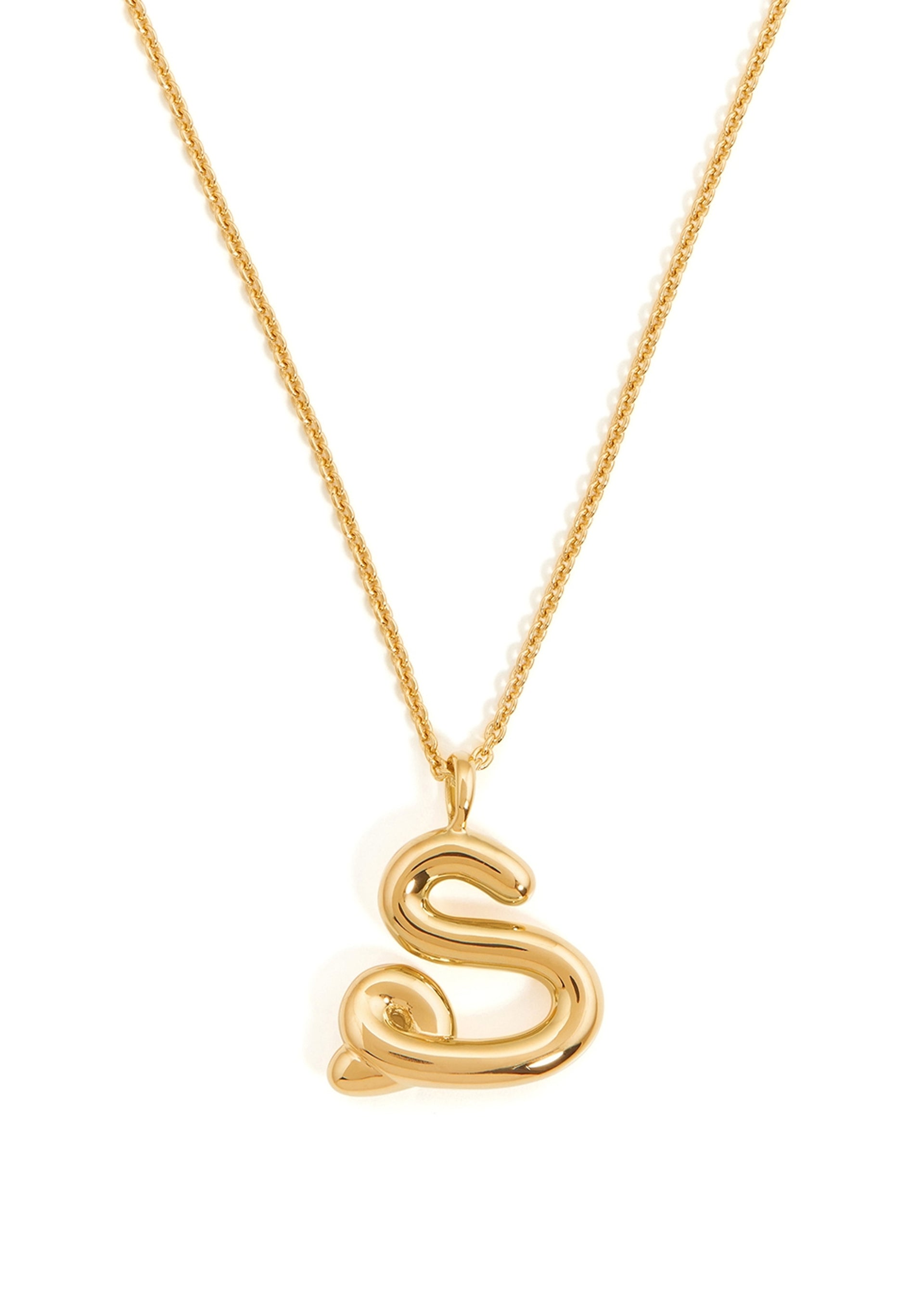S initial 18kt gold-plated necklace