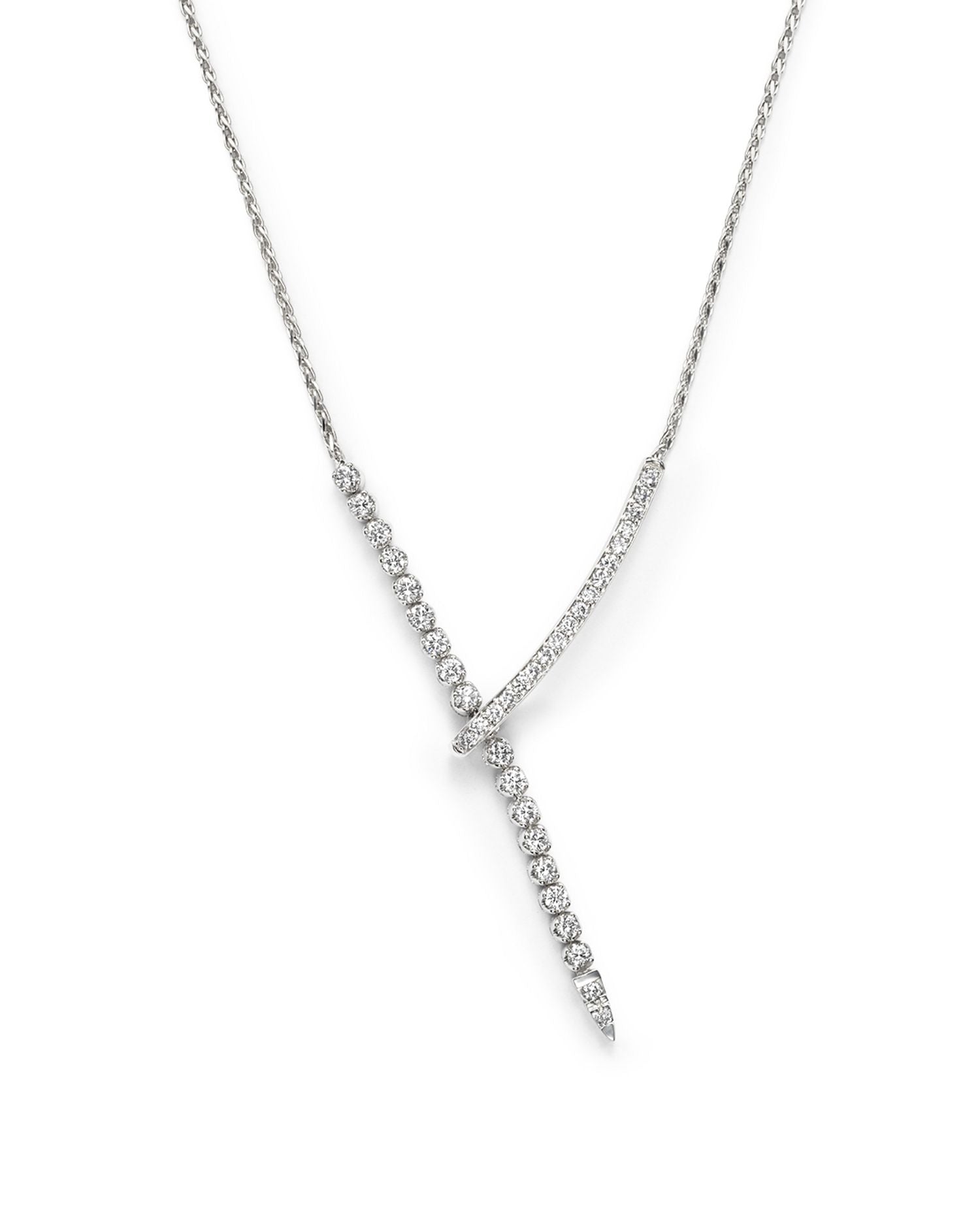 Diamond Y Necklace in 14K White Gold, 1.45 ct. t.w. - Exclusive