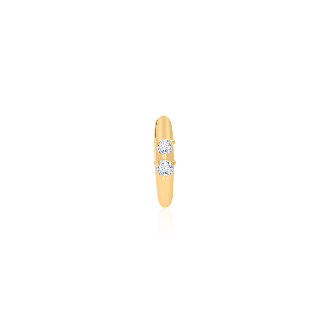 Gold Double Diamond Hoop Earring
