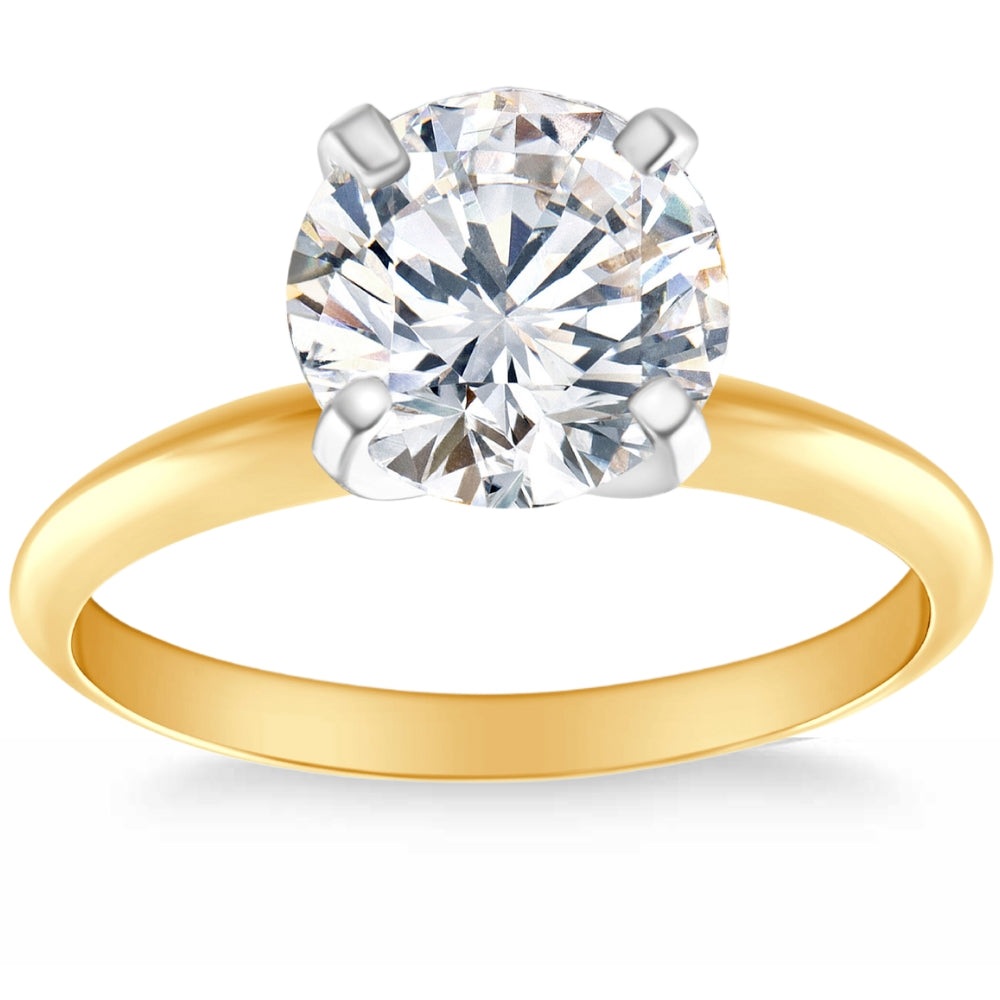 3 Ct Diamond Solitaire 14k Yellow Gold Round Cut Engagement Ring Lab Grown
