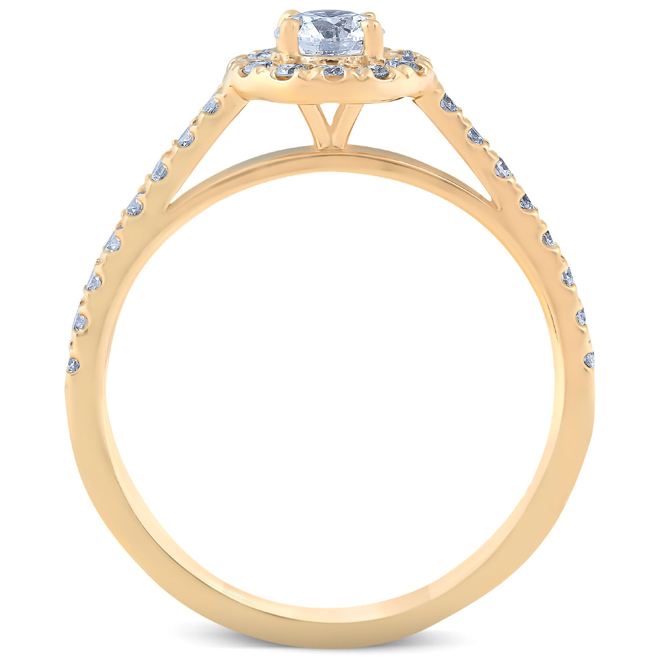 1Ct Halo Lab Grown Diamond Engagement Matching Wedding Ring Set 14k Yellow Gold