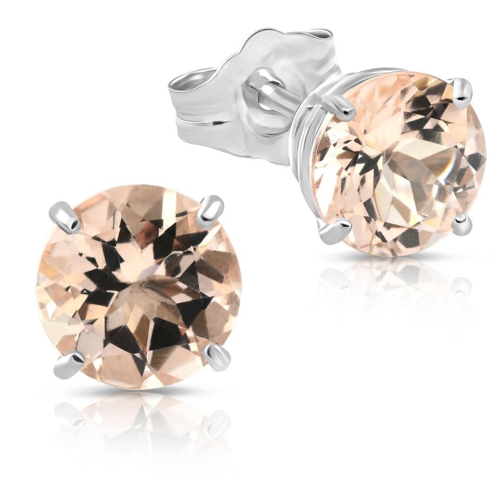 Morganite Studs available in 14K White or Yellow Gold 6MM
