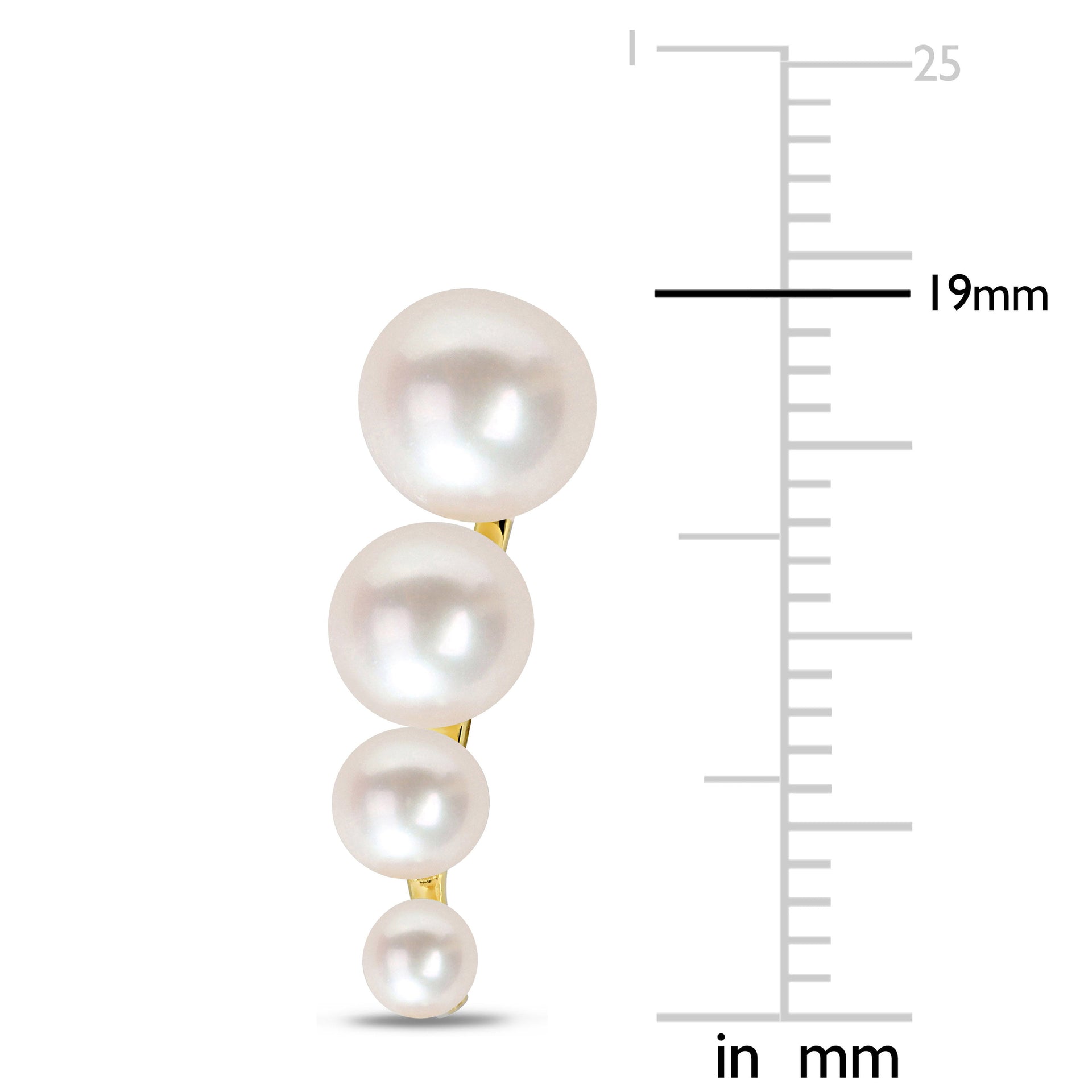 Freshwater Cultured Pearl Graduated Stud Earrings in Yellow Plated Sterling Silver