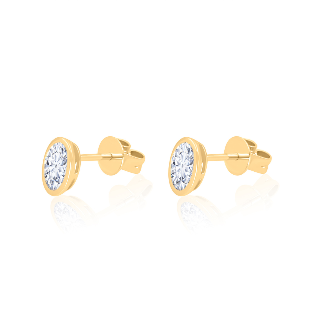 Gold Lab Diamond Bezel Oval Studs