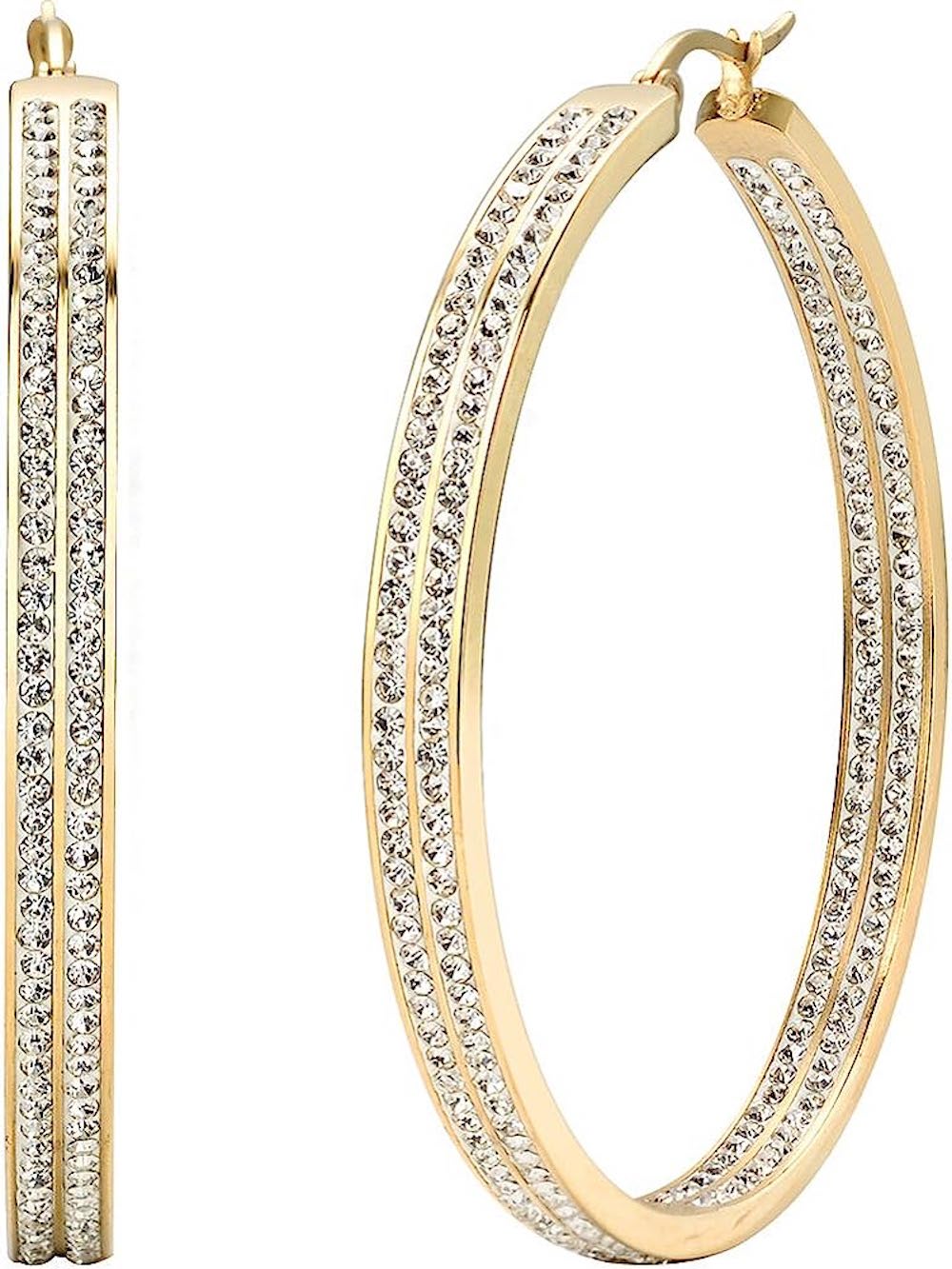 Silver Crystal Inside Out Hoop Earrings