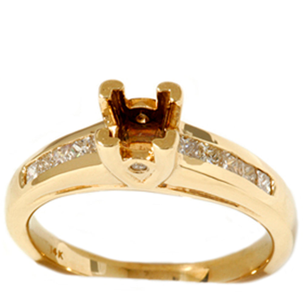 1/3ct Princess Cut Diamond Semi Mount Ring 14K Gold