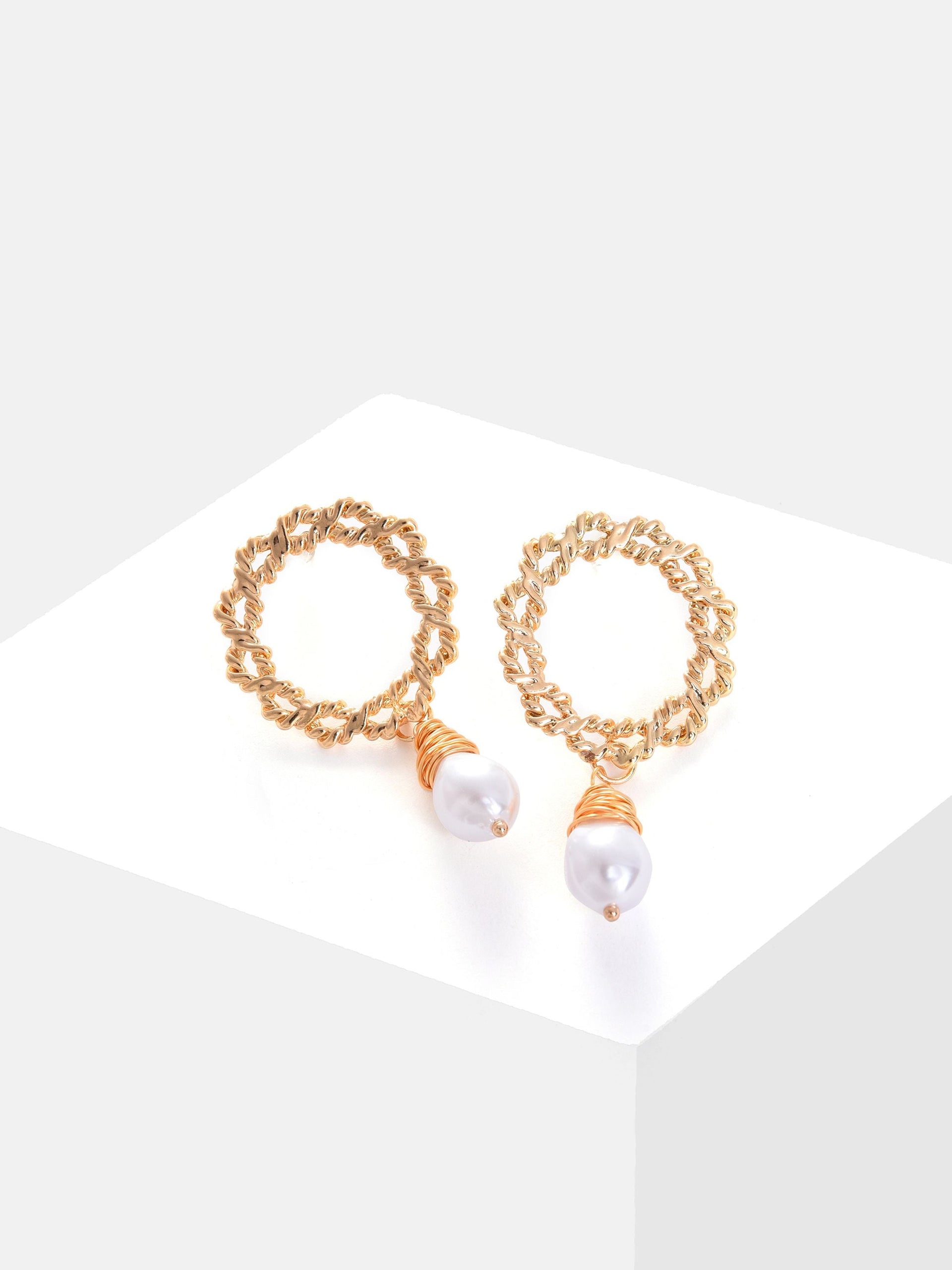 Gold Plated Pearl Beaded Drop Earring