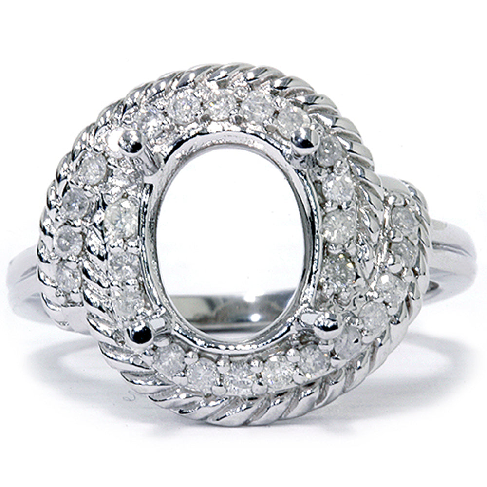 3/8 ct Vintage Braided Oval Ring Setting 14K White Gold